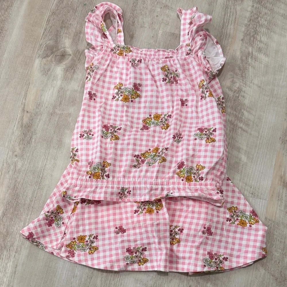 Pink Gingham Floral Top and matching Skort